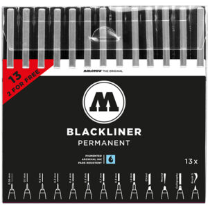 ENSEMBLE COMPLET MOLOTOW FINELINER BLACKLINER 13ER (2 GRATUITS)